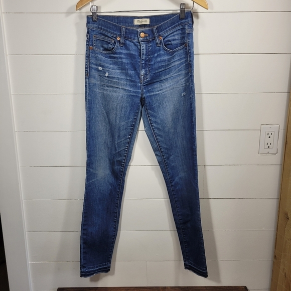 EUC Madewell Jeans Women's sz 27 9" High Riser Skinny Skinny Raw Hem Ankle Jean - Picture 2 of 11